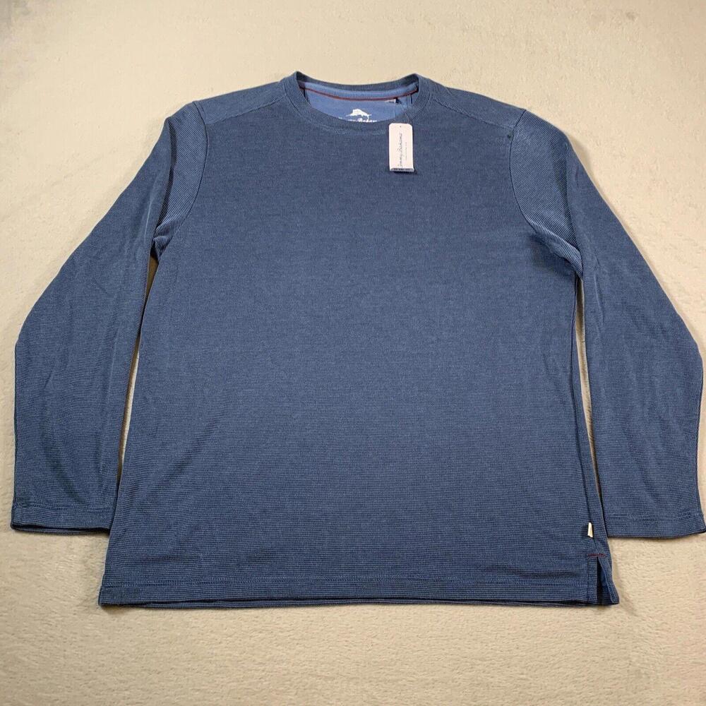 Tommy Bahama Breezeway‎ Tee Shirt Men's Small Blue Oversized Modal Blend LS NEW